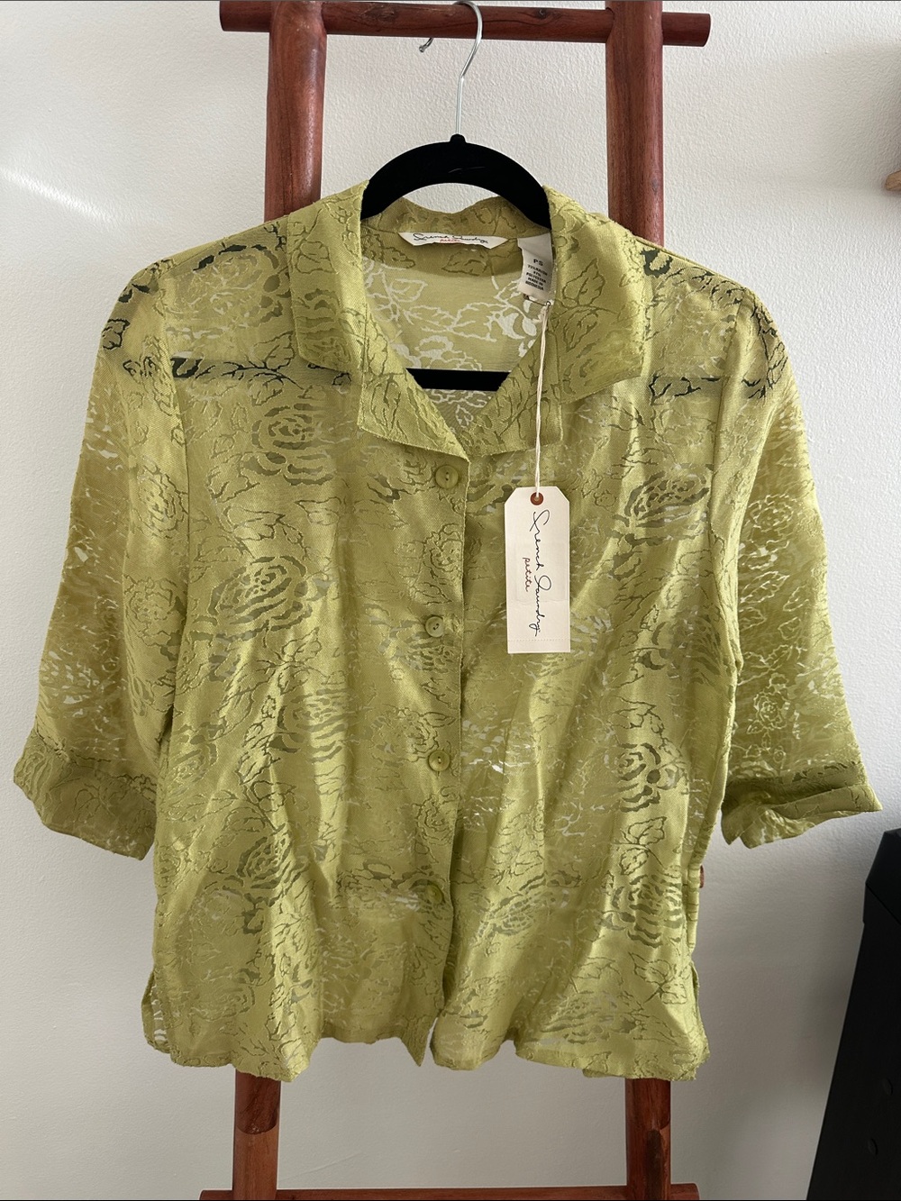 NWT French Laundry Sheer Button down blouse